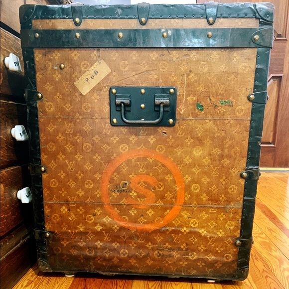 Antique Louis Vuitton Canvas Steamer Trunk LV Rare - Picture 4 of 8